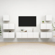 Set Mobili Porta TV 8 pz Bianco in Legno Multistrato 3078714