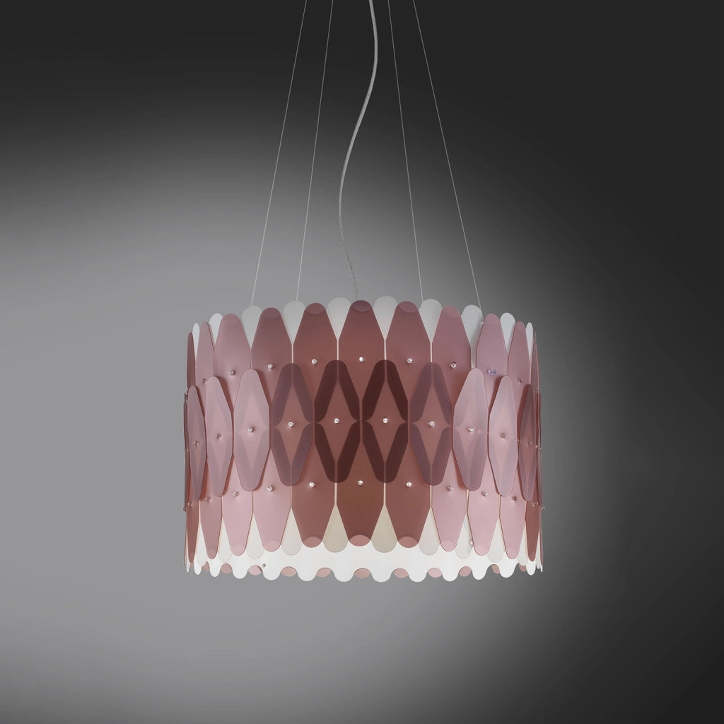 Lampadario Moderno Amanda Polilux ® Pink Metal E Metallo Cromo 3 Luci E27