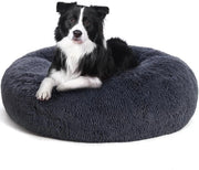 Letto per cani ortopedico, cuscino per cani rotondo, divano per cani, letto per gatti, Donut, giaciglio per cani morbido, lavabile, 80 cm Ø, grigio scuro