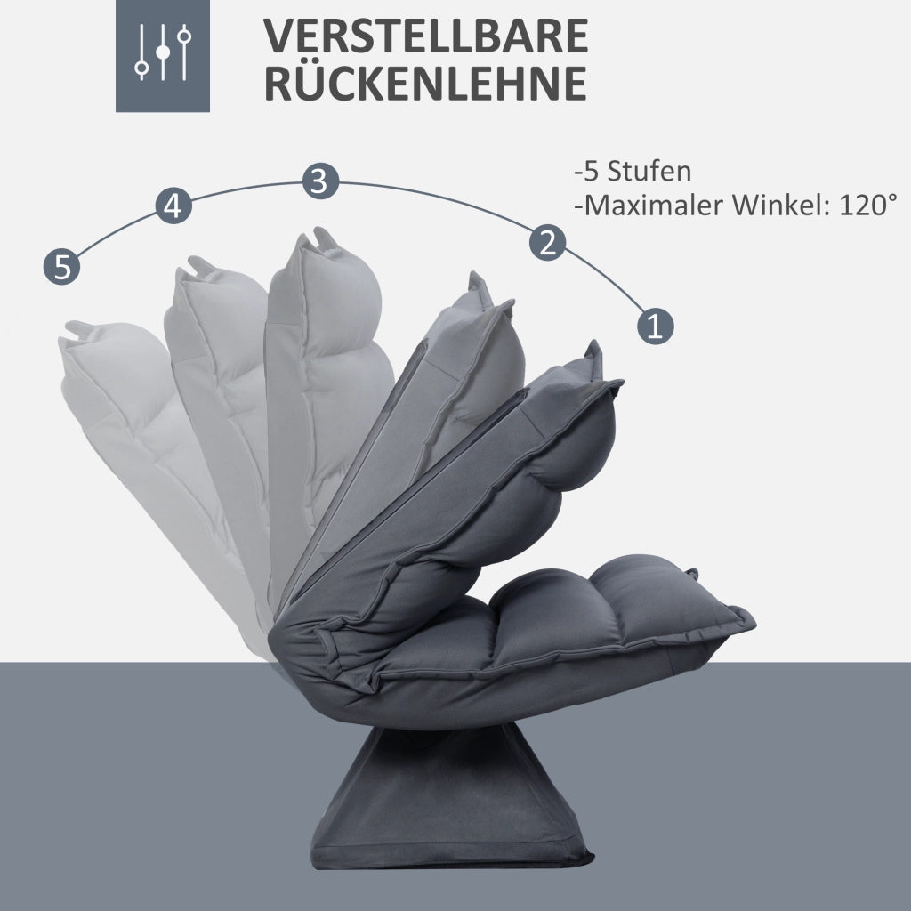 POLTRONA da pavimento girevole 360° con schienale regolabile 62x70x95 cm grigio scuro