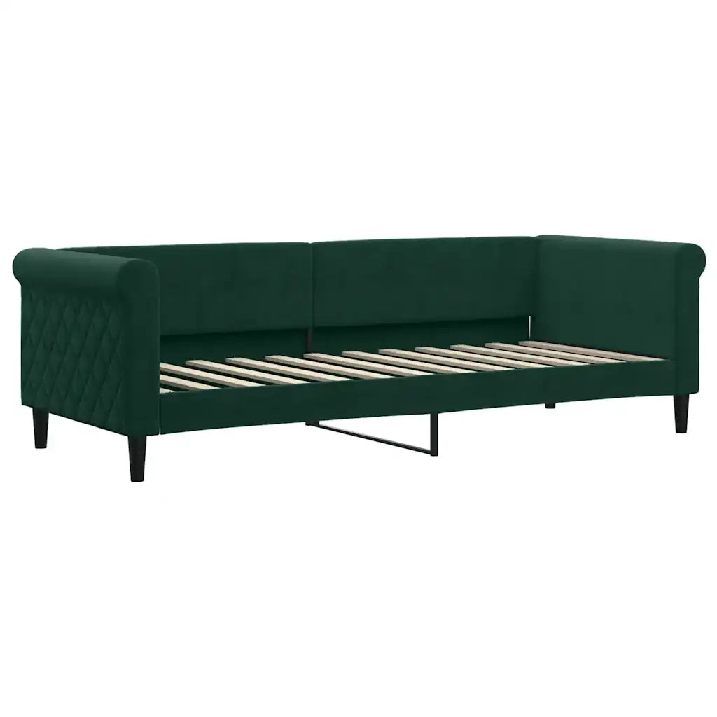 Divano Letto con Materasso Verde Scuro 80x200 cm in Velluto 3197742