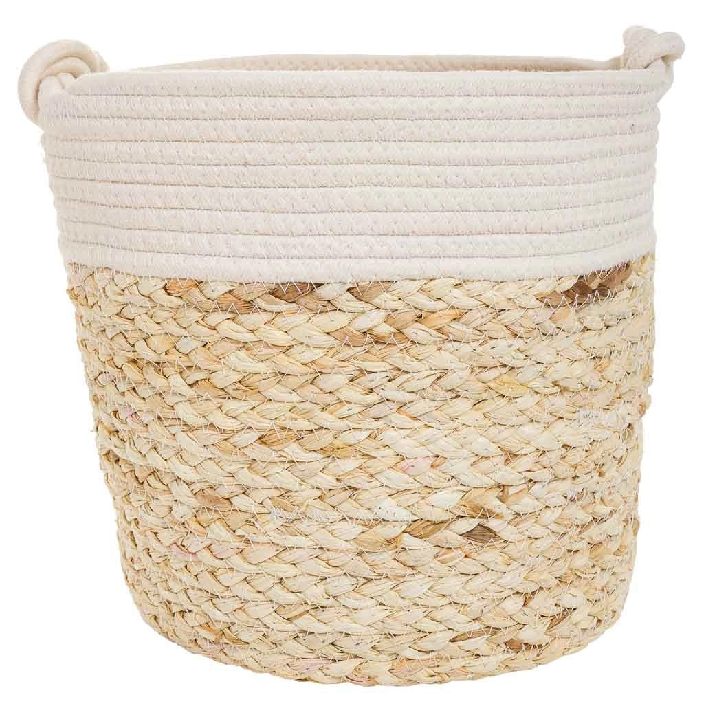 Cestino in fibra naturale e cotone marrone D32x31