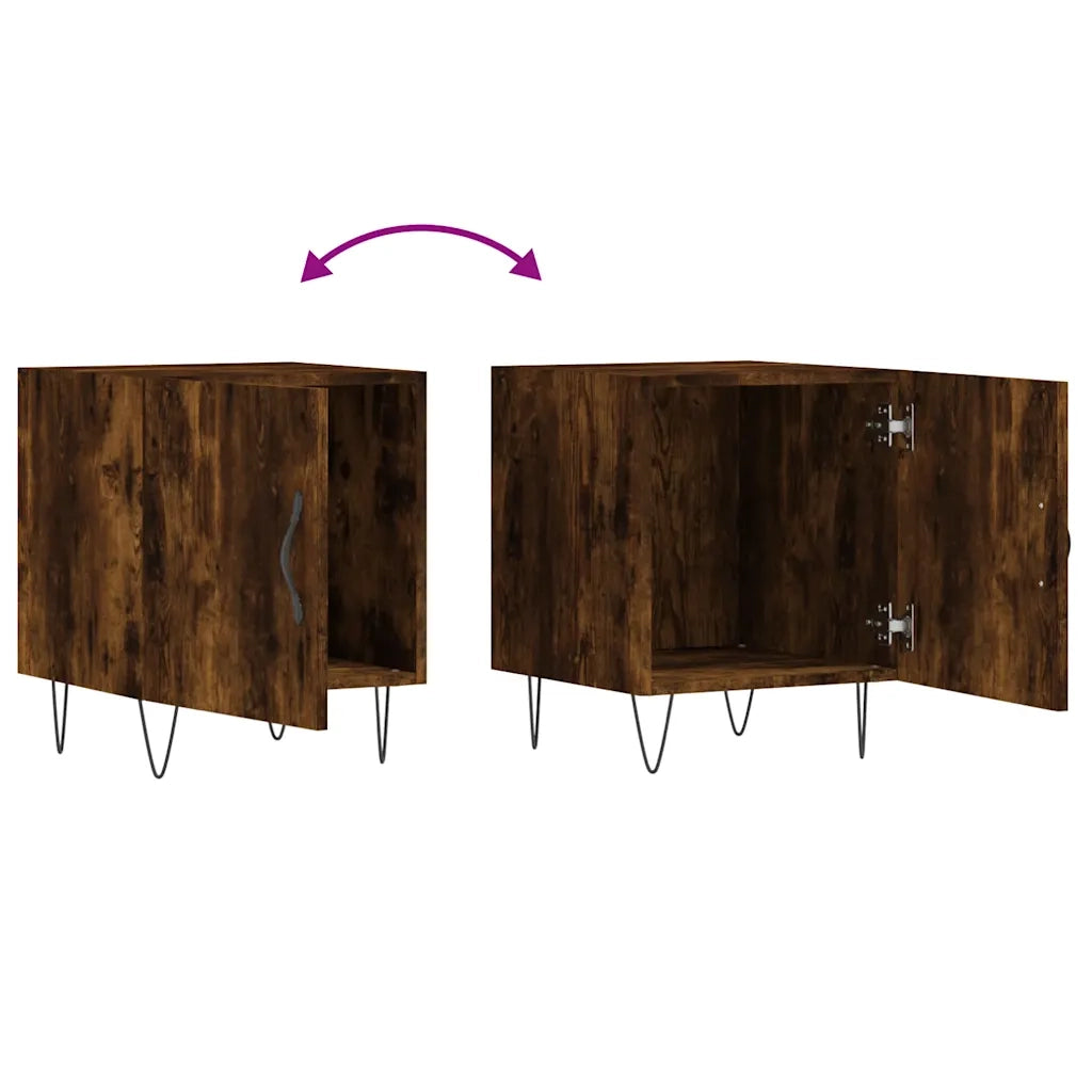 Comodino Rovere Fumo 40x40x50 cm in Legno Multistrato 827558