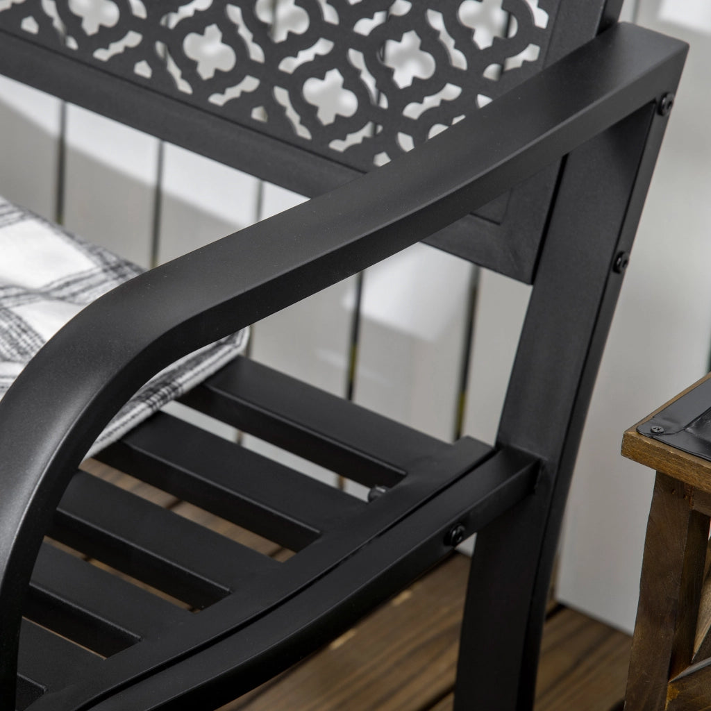 Panchina da Giardino 2 Posti ¨C Zephmum ¨C Acciaio Nero 127x63x83 cm