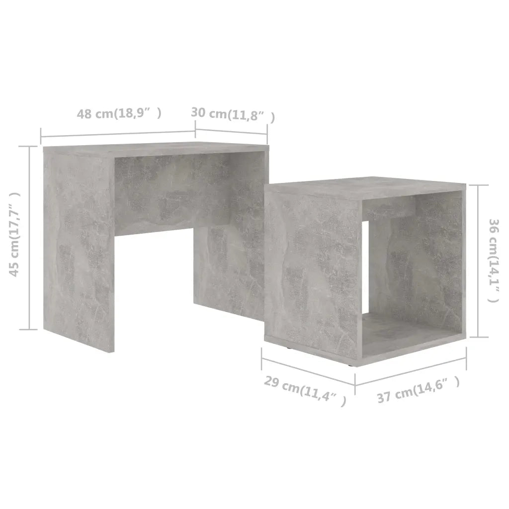 Set Tavolini da CaffÃ¨ Grigio Cemento 48x30x45 cm in Truciolato cod mxl 63964