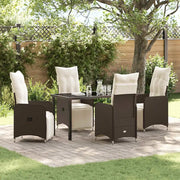 Set da Pranzo per Giardino con cuscino 5 pcs Marrone polyrattan
