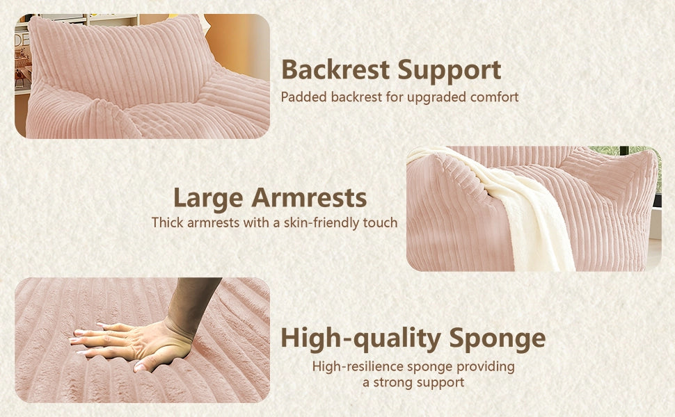 Fauteuil avec pouf con supporto ergonomico a 5 zone e seduta ampia in flanella rosa per relax quotidiano in casa