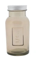 Barattolo Tall con Coperchio Vetro Riciclato Fumo Cm Ø 6.5X13.5(Made In Spain)