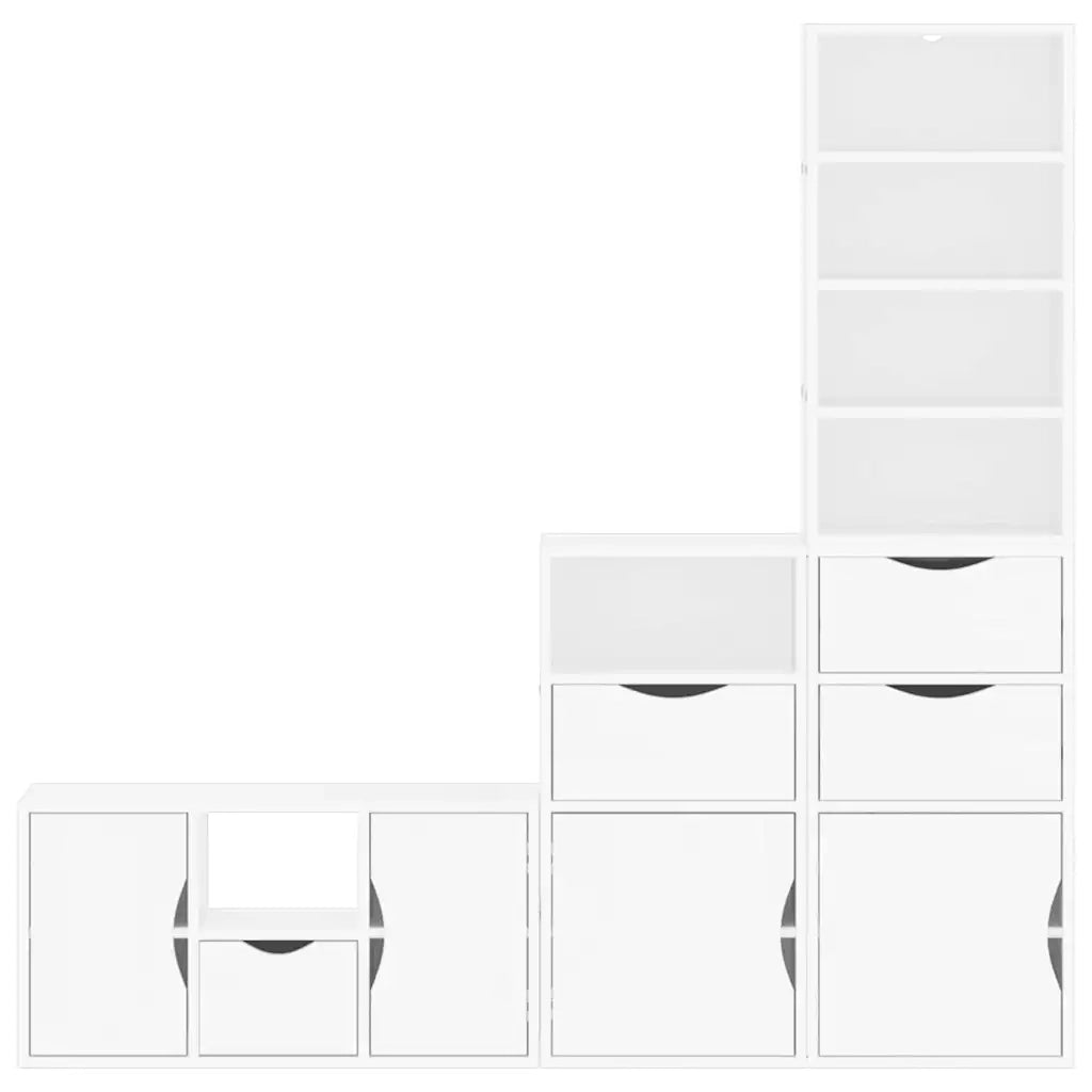 Mobile TV 4 pz con Contenitore ODDA Bianco in Legno di Pino 3365381