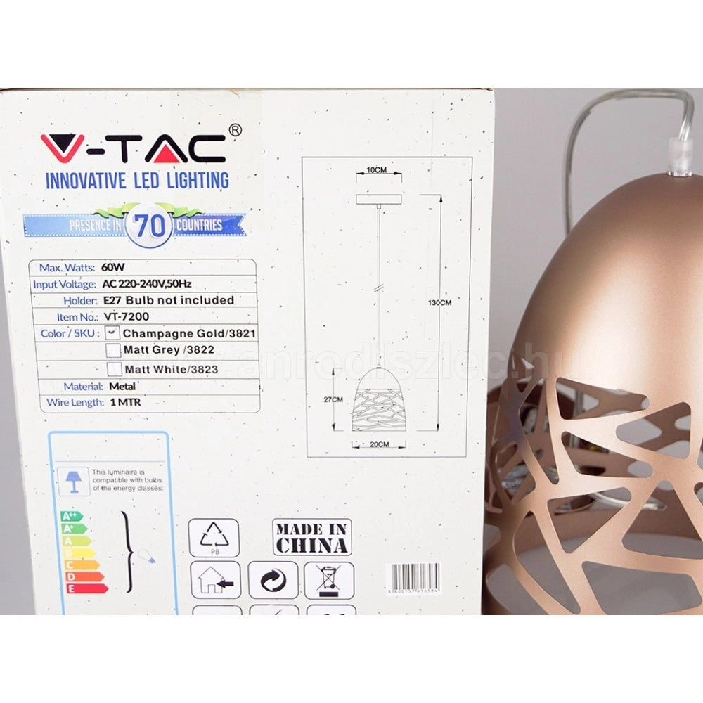 Trade Shop - Lampadario Pendente A Sospensione Colore Oro Champagne Stile Elegante Vt-7200 -