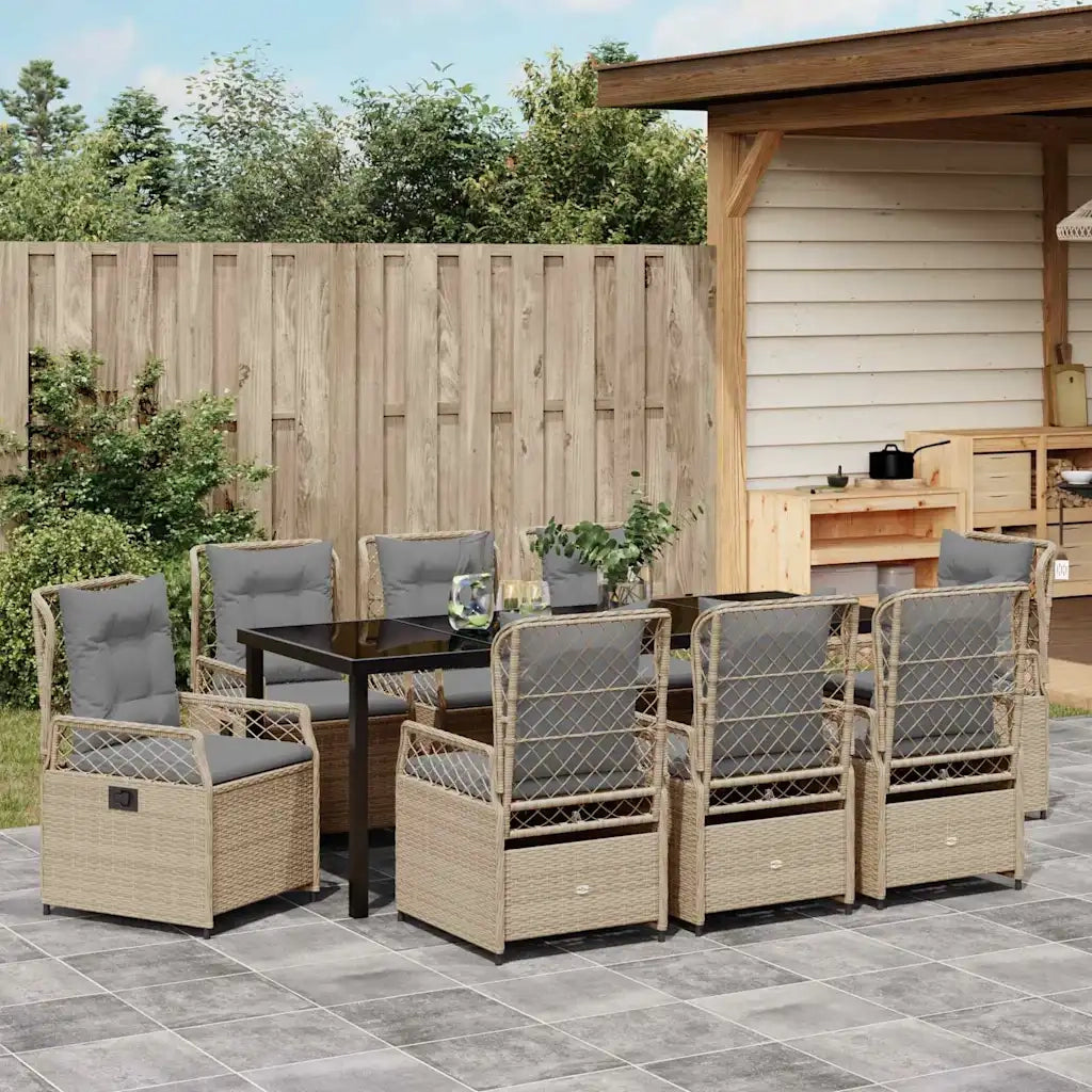 Set da Pranzo per Giardino 9 pcs Beige e Grigio Chiaro 3381008
