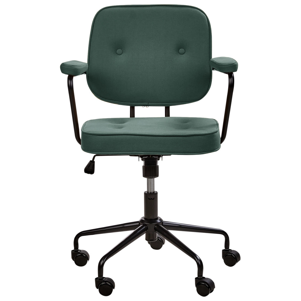 Sedia da ufficio in tessuto sintetica di colore verde girevole con altezza regolabile e freno di sicurezza ufficio di casa studio
