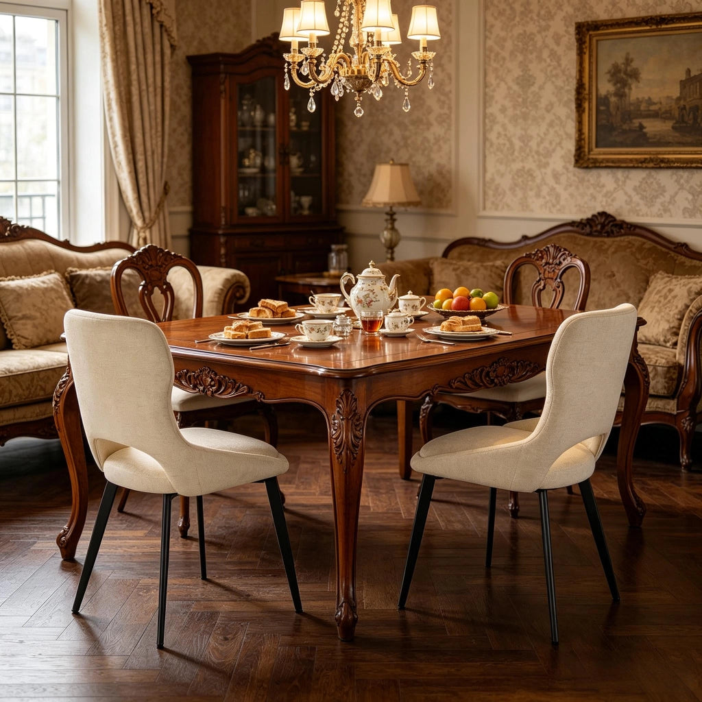 SEDIA da pranzo in ciniglia beige Set da 2 pezzi 43x40x86 cm