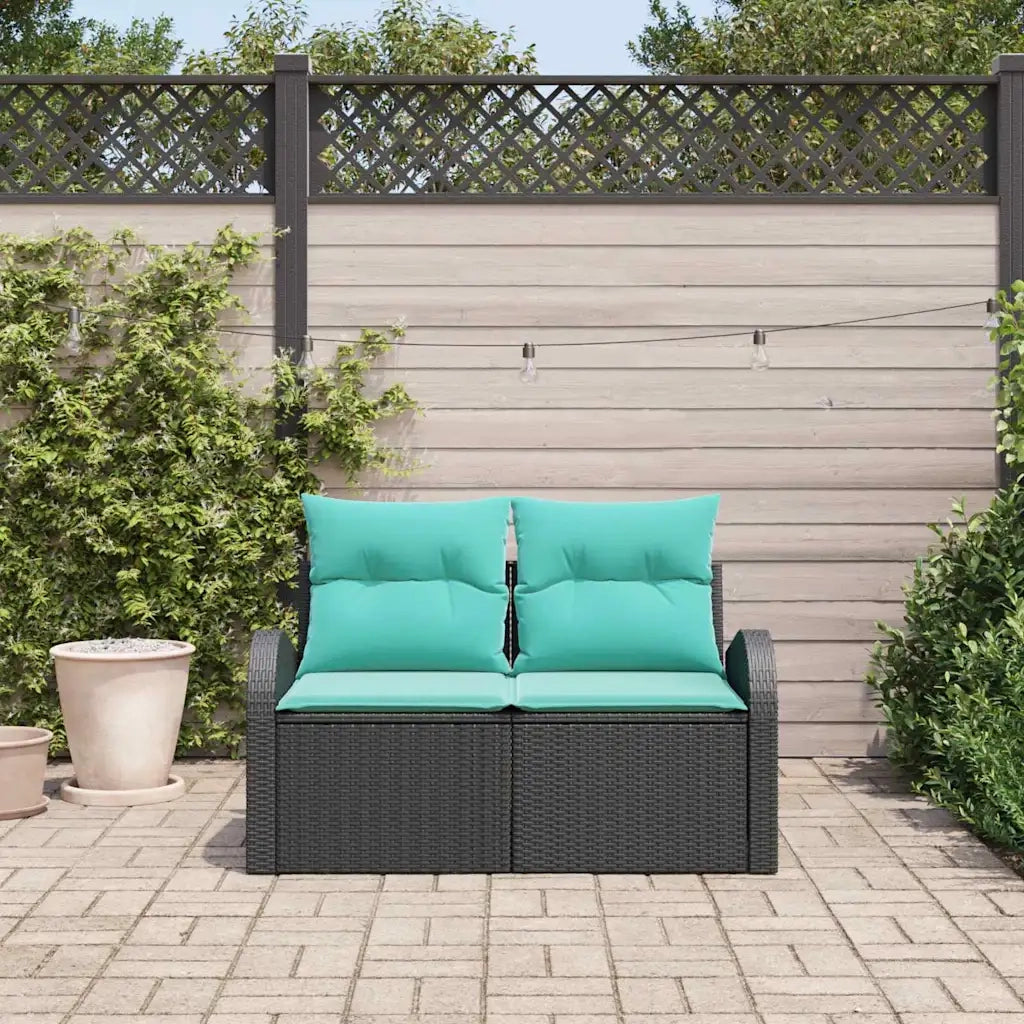 Divano da giardino Nero 124 x 62 x 85cm polyrattan 42006750
