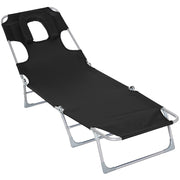 Sdraio pieghevole da giardino ¨C zephmum ¨C nero 182x56x28 cm