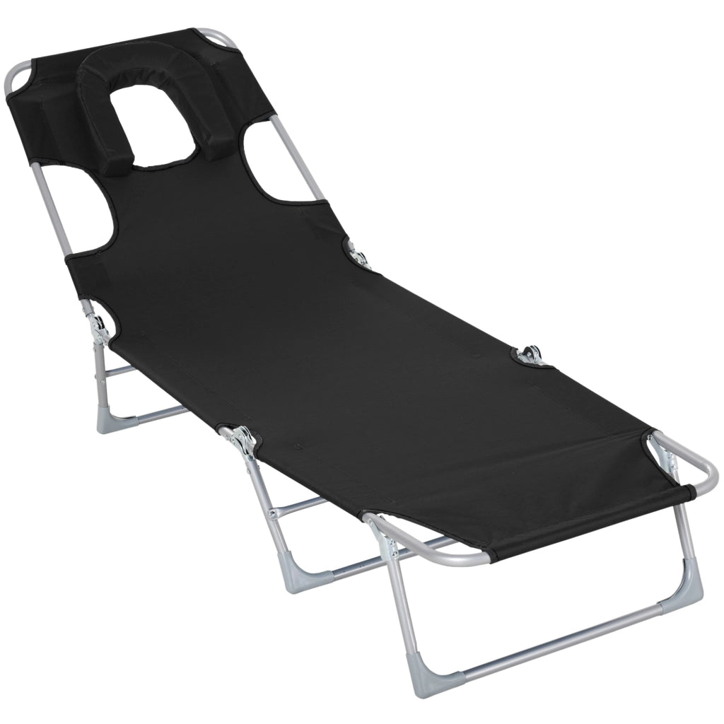 Sdraio pieghevole da giardino ¨C zephmum ¨C nero 182x56x28 cm