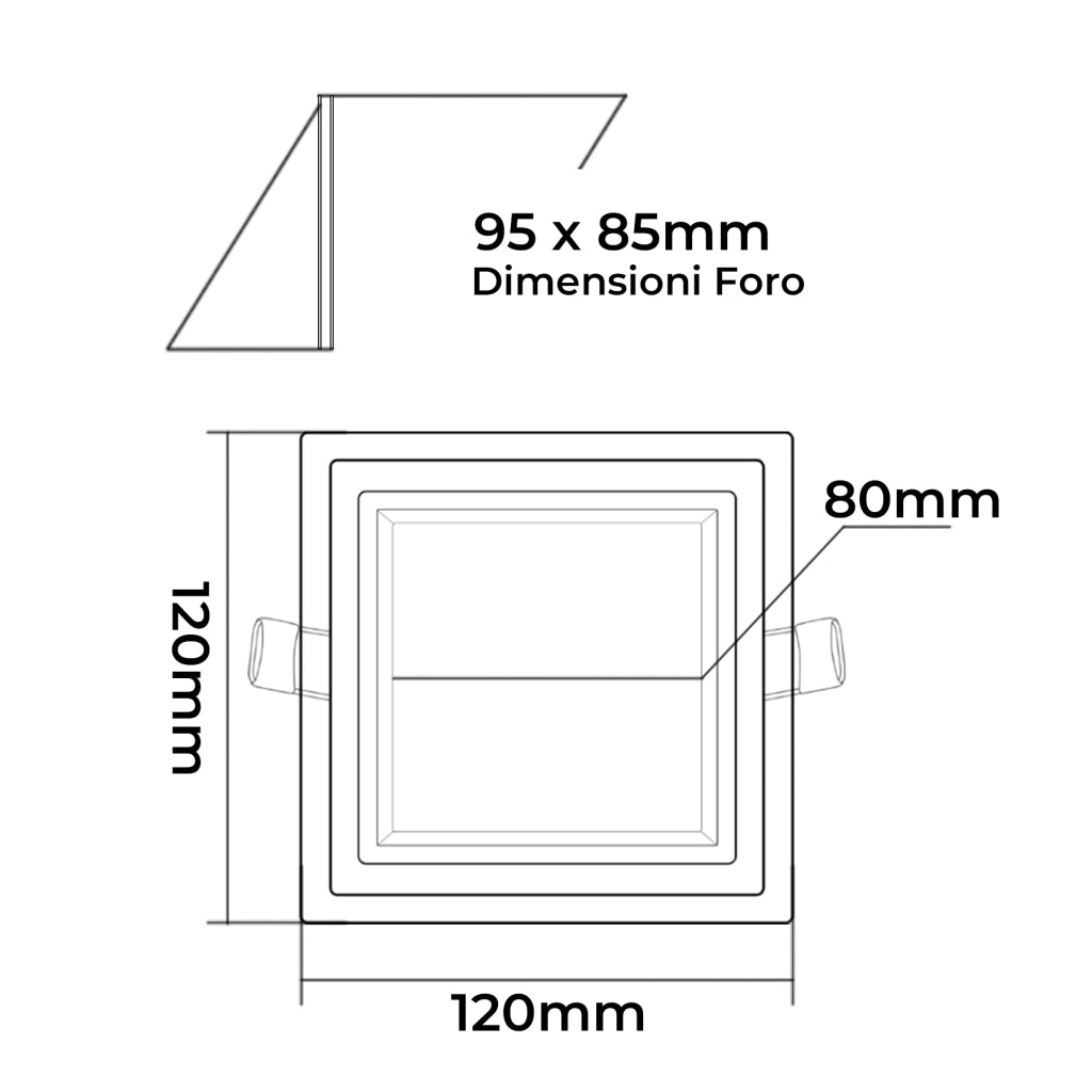 PANNELLO LED 9W QUADRATO BIANCO DA INCASSO PER CONTROSOFFITTI CCT SLIM VETRO E CON TRE OPZIONI DI TEMPERATURA COLORE