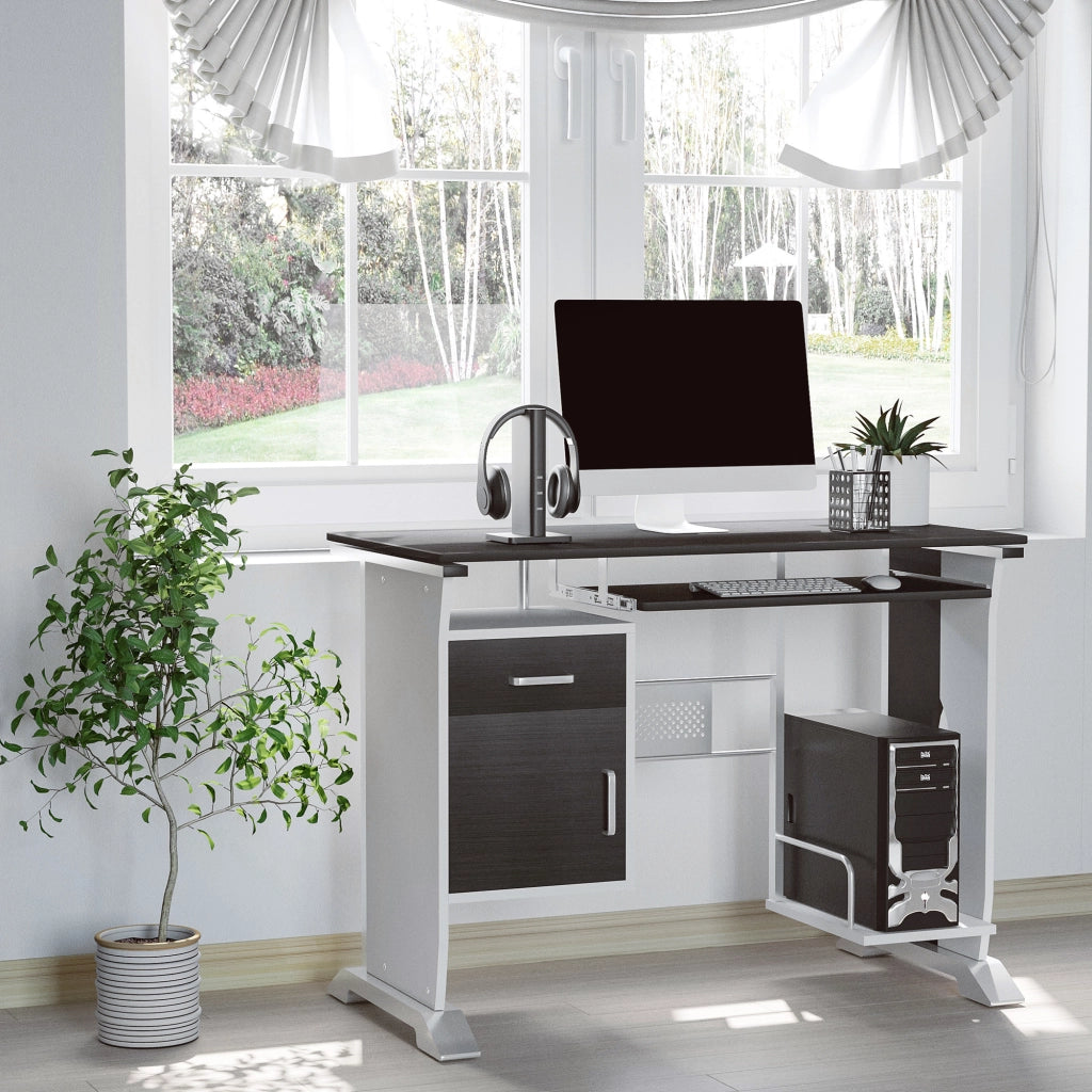 Scrivania per computer ¨C zephmum ¨C 100x52x75 cm marrone nero bianco