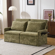 Divano Letto con Contenitore ¨C MINIMAL ¨C Chenille Verde, Schienale Regolabile 5 Posizioni, USB