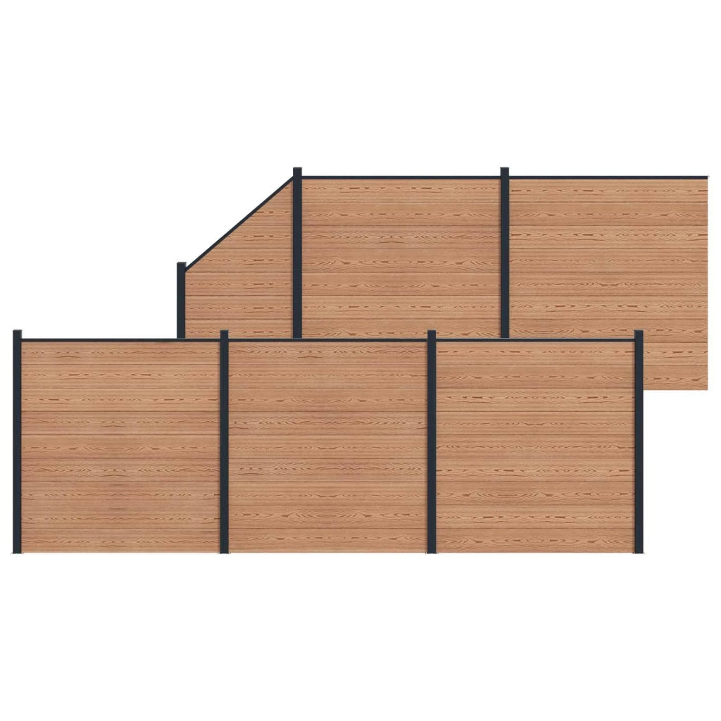 Pannello di Recinzione 6 pcs WPC e Alluminio Marrone
