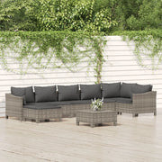 Set Divani da Giardino 8 pz con Cuscini in Polyrattan Grigio 3187294