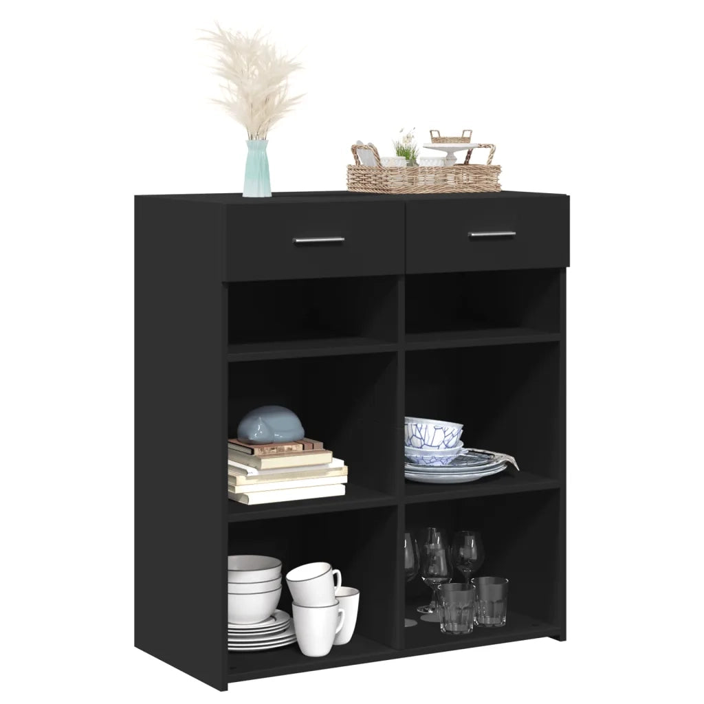 Credenza-Buffet-Armadio da cucina Nera 80x42,5x93 cm in Legno Multistrato 557635