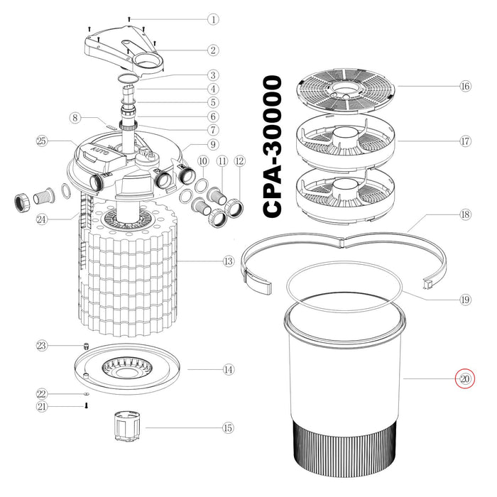 Filtro a pressione CPF-30000 Pezzo di ricambio Contenitore filtro Laghetto