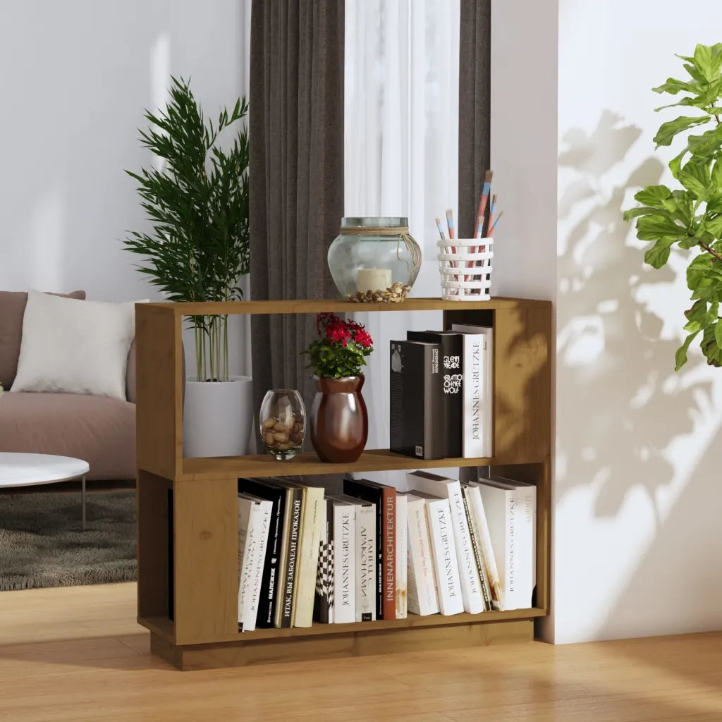 Libreria/Divisorio Ambrato 80x25x70 cm Legno Massello di Pino 814052