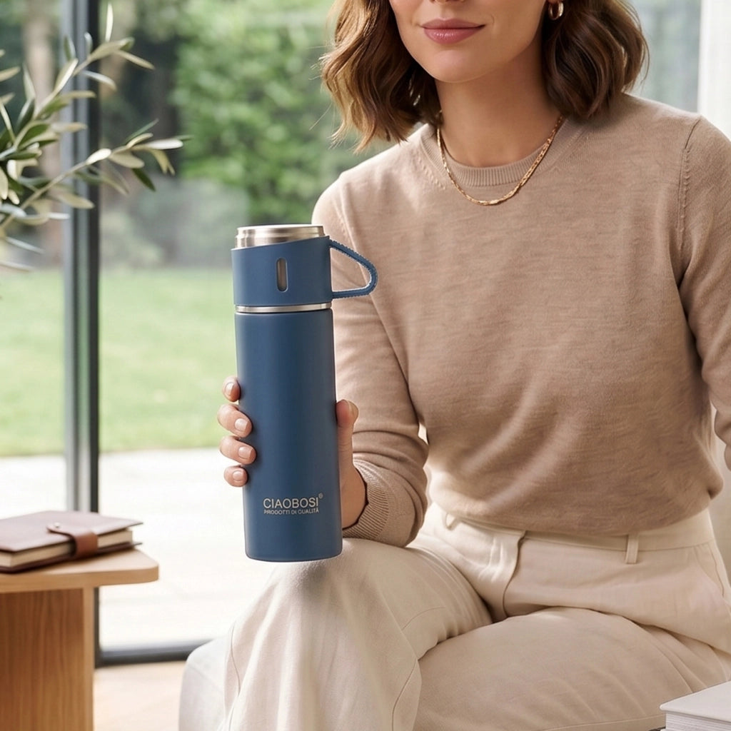 Borraccia Termica Sottovuoto 500ml con Filtro per Tè Blu Avizar