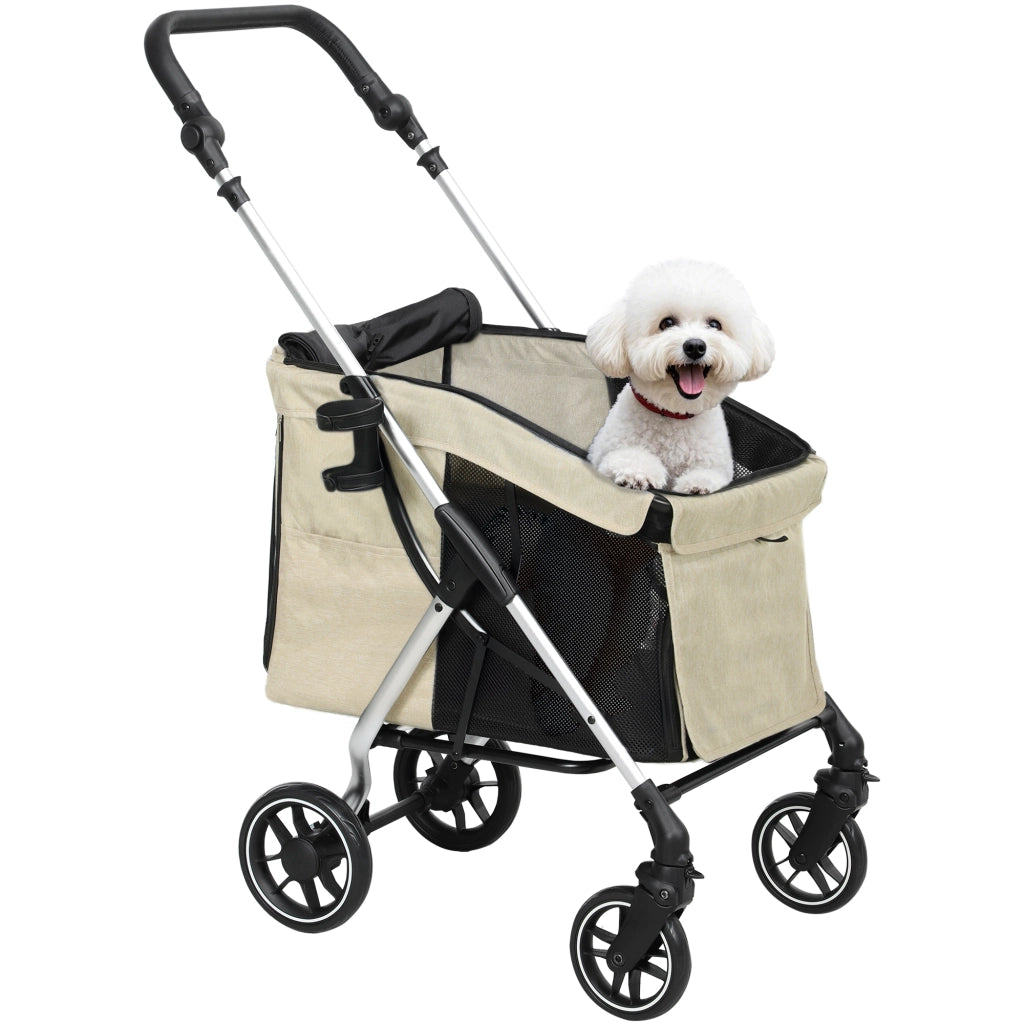 Trasportino per Cani Pieghevole Leggero ¨C zephmum ¨C 80x48,5x106 cm Caqui e Argento