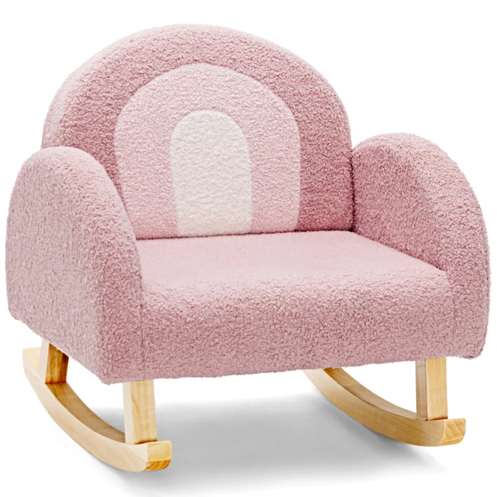 Sedia a dondolo per bambini 50,8 x 49,5 x 50,8 cm comfort ottimale schienale curvo stile moderno in velluto rosa 20_0020444