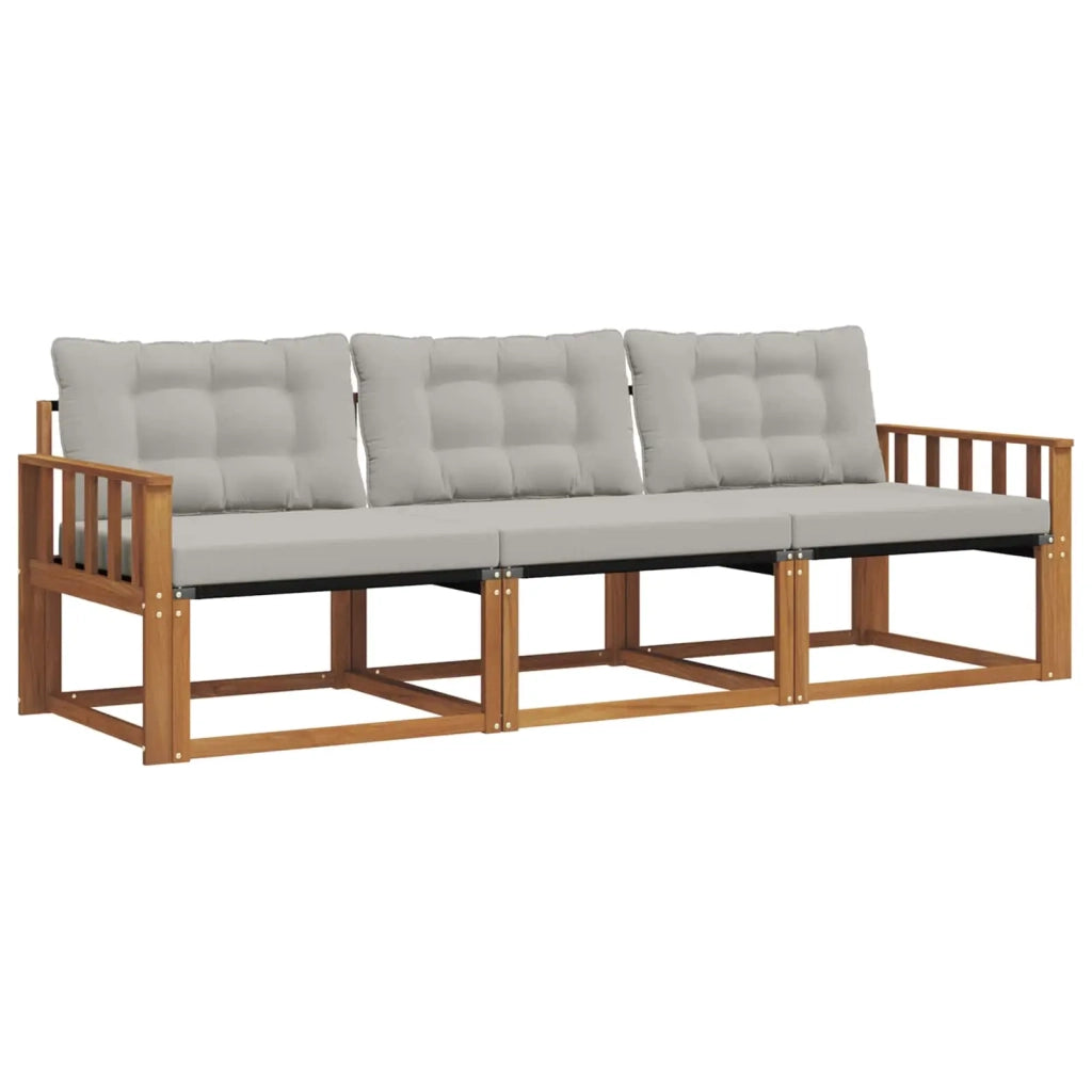 Set di divani da esterno 3 pcs Grigio Naturale e Chiaro
