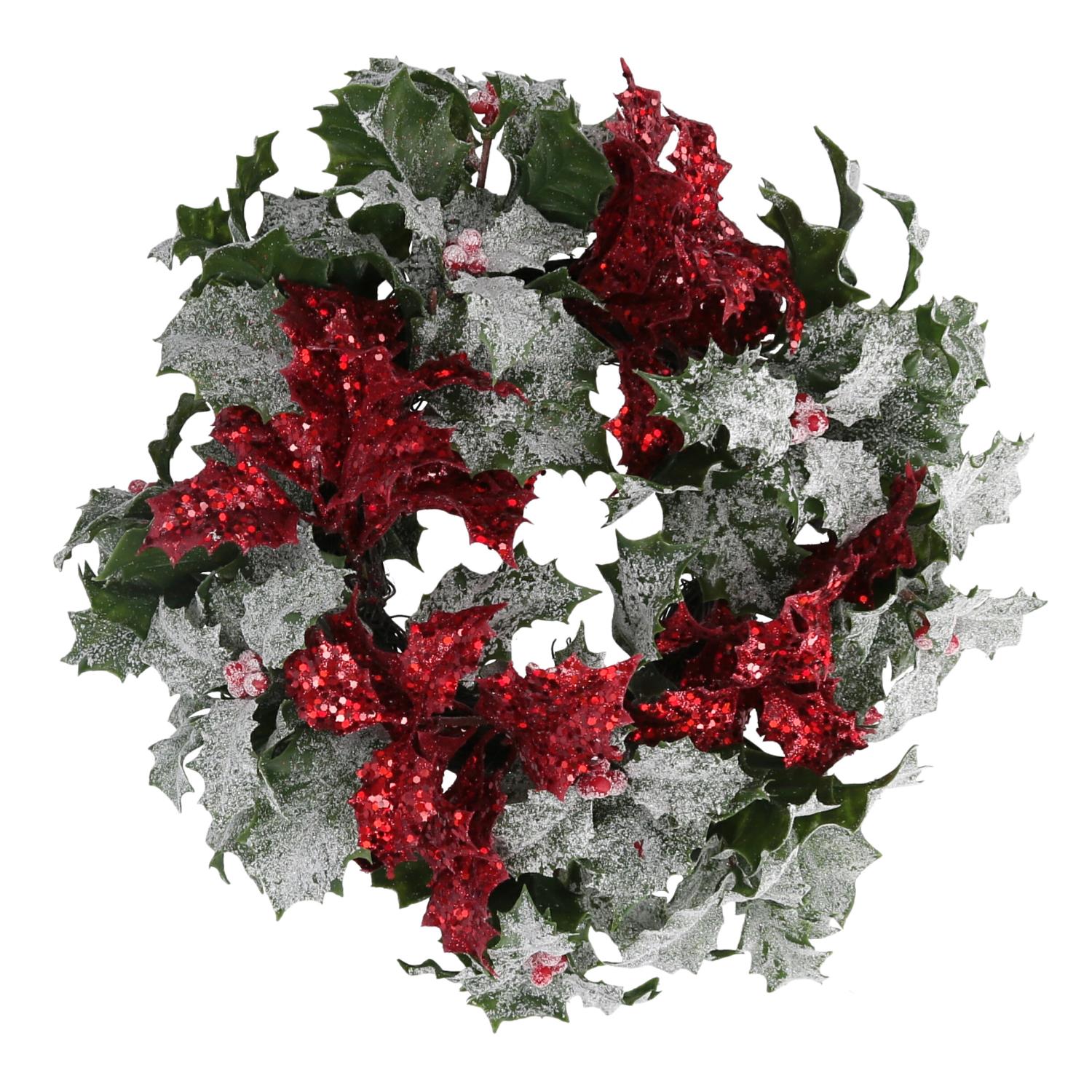 Coroncina con pungitopo rosso cm Ø17xh35