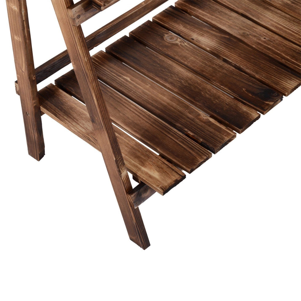 EasyComfort Portapiante Pieghevole Portavasi in Legno di Abete con 3 Livelli Scaffale da Esterno per Piante Portafiori 100x37x93cm