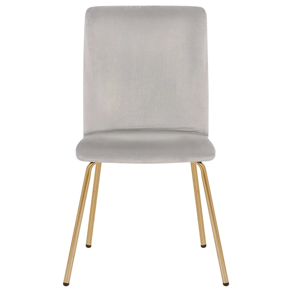 Set di 2 sedie da pranzo in velluto grigio gambe in metallo dorato senza braccioli Retro Glam