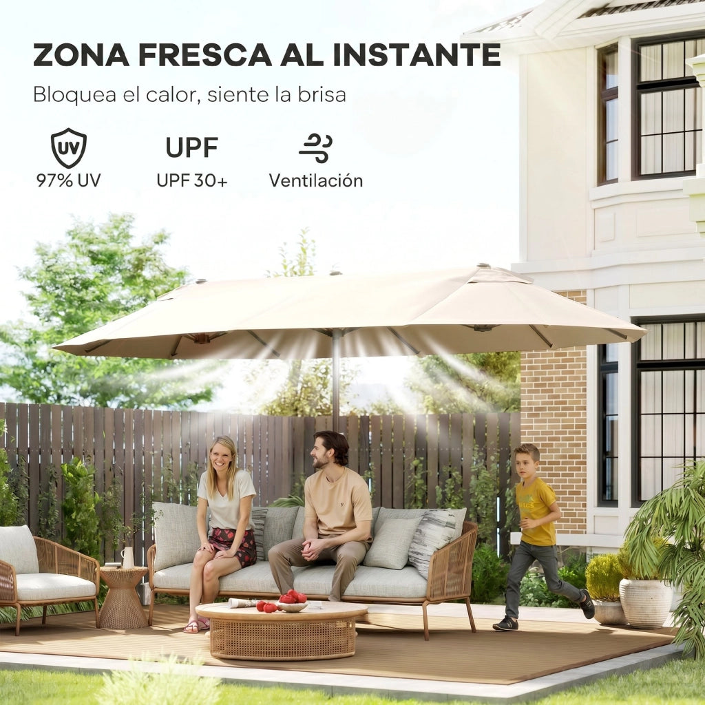 Ombrellone da Giardino con Manovella ¨C zephmum ¨C 460x270x240 cm Beige