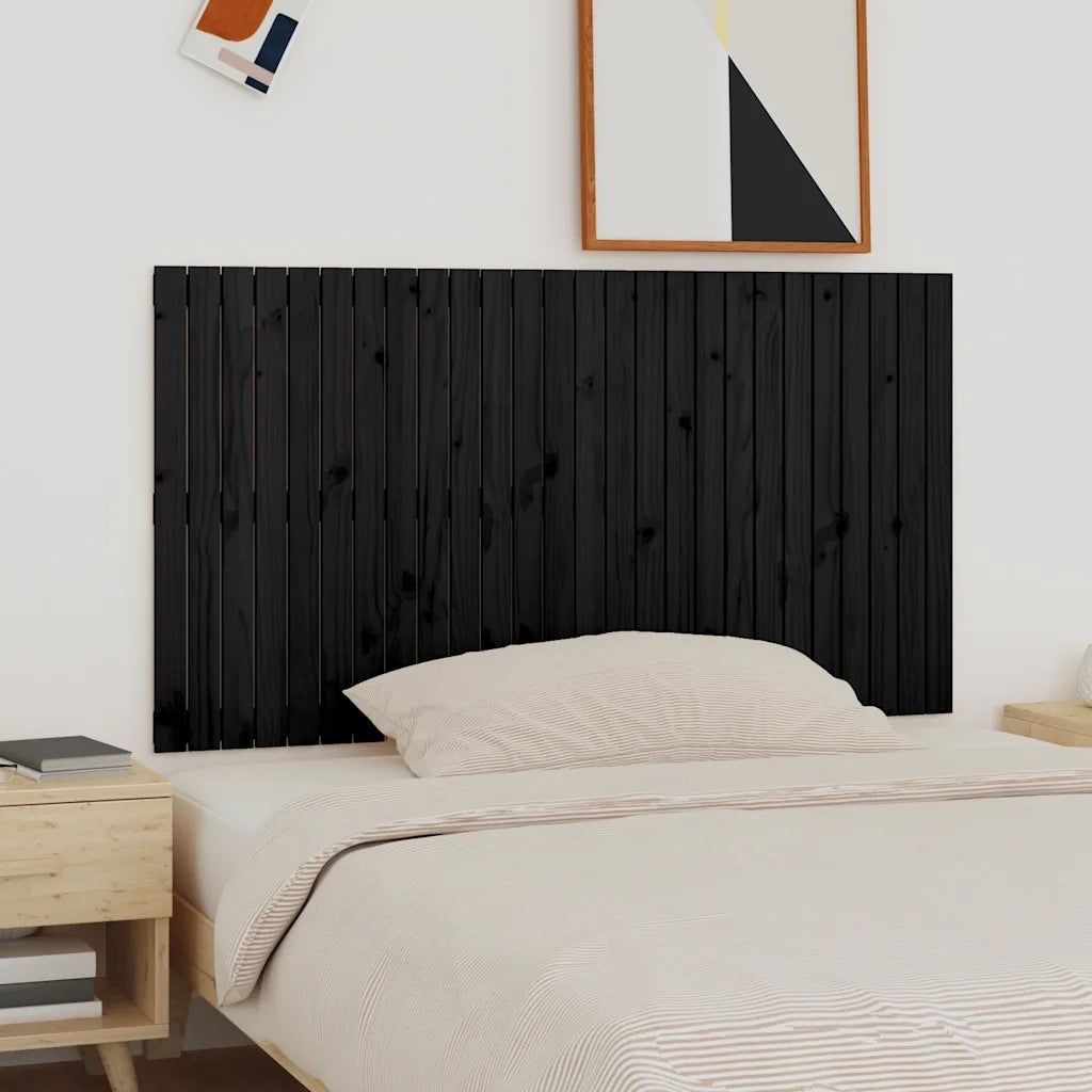 Testiera | Testata da Parete Nera 166x3x90 cm in Legno Massello di Pino