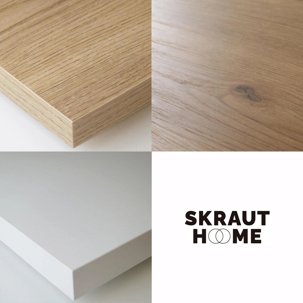 Consolle allungabile, 302x90x73cm, Per 14 persone, Gambe in legno, colore Rovere e bianco RF3103