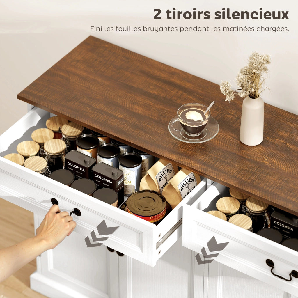 Credenza con 4 ante e 2 cassetti ¨C Xylo ¨C Legno bianco e marrone 140x40x85cm