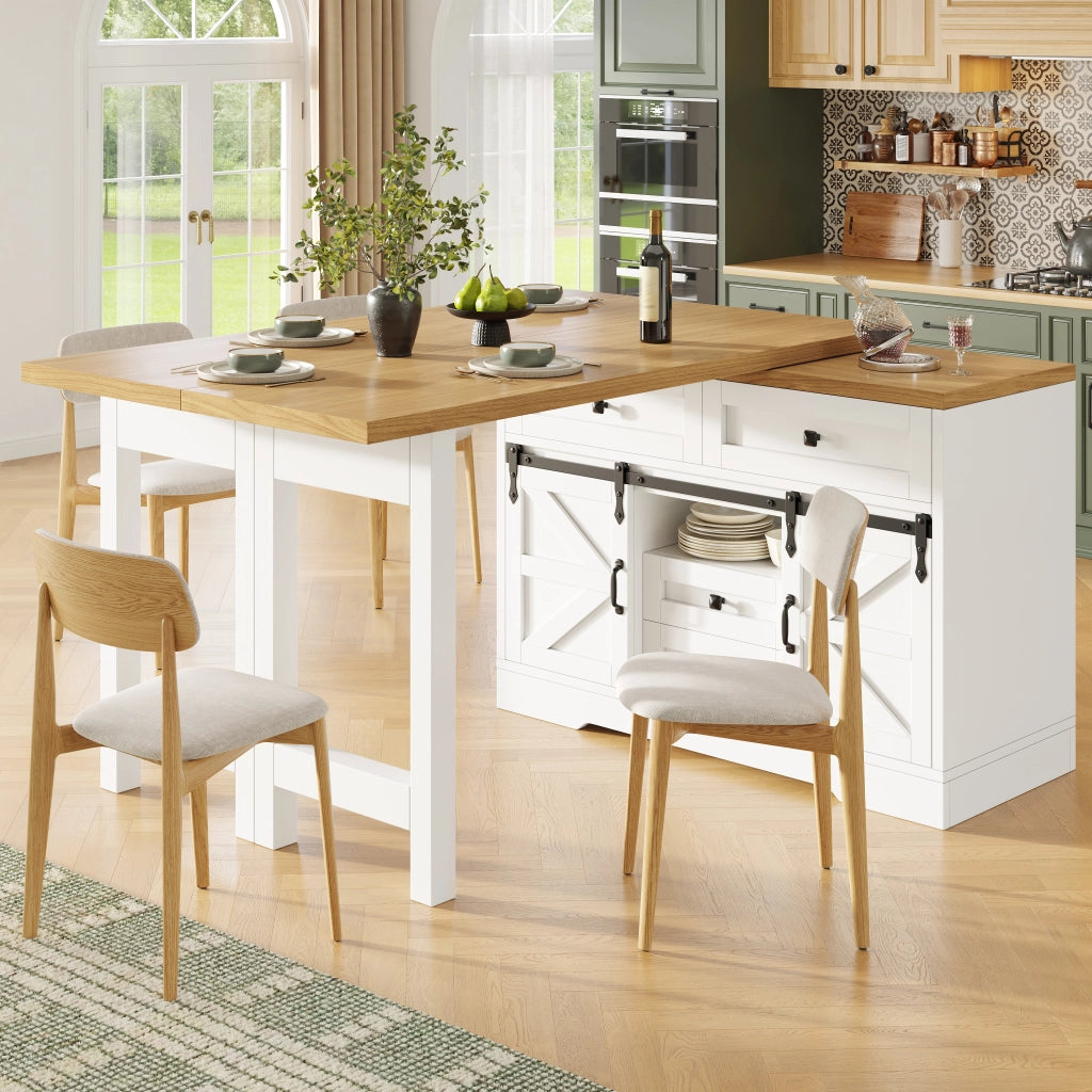 Tavolo da pranzo con armadio laterale; pannelli girevoli a 360°; per cucina; 120-197 × 40 × 72 cm