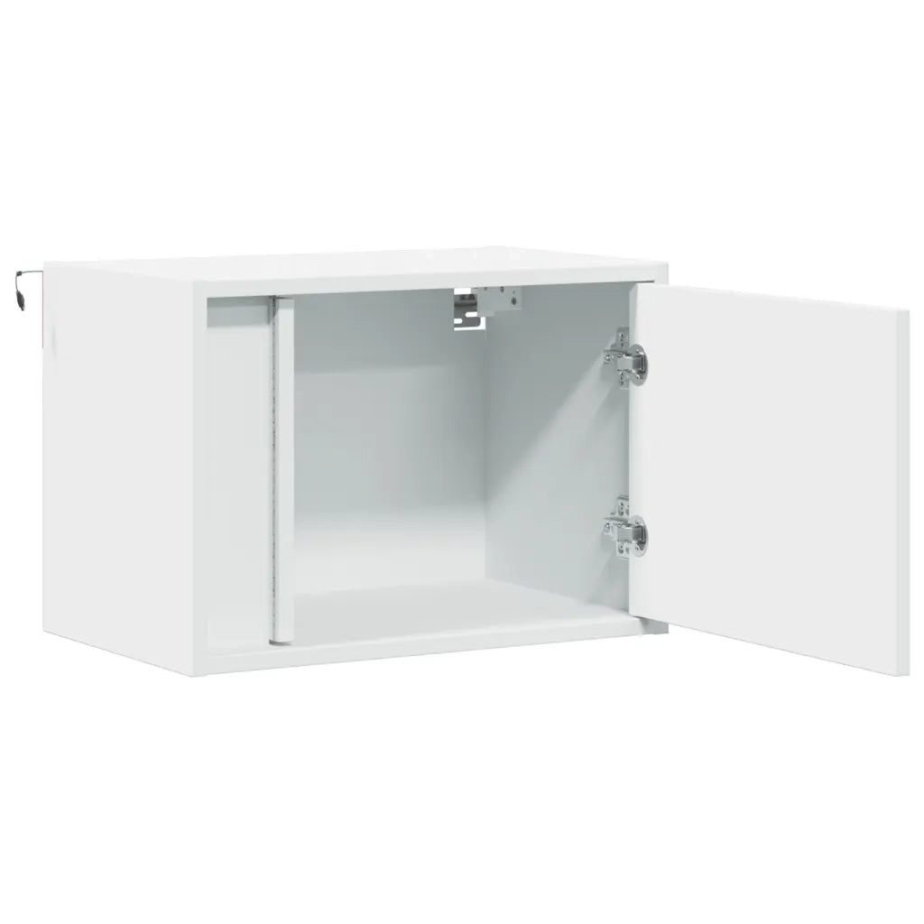 vidaXL Comodini a Parete con Luci LED 2 pz Bianchi