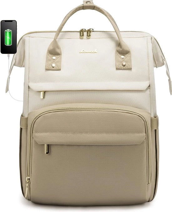 Borsa da laptop per donne, 15,6 pollici, grande borsa scolastica, borsa per studentesse, borsa per lavoro, borsa per ufficio, borsa per insegnanti, bagaglio a mano, 40 x 30 x 20 cm, per viaggi, università, scuola, beige, kaki