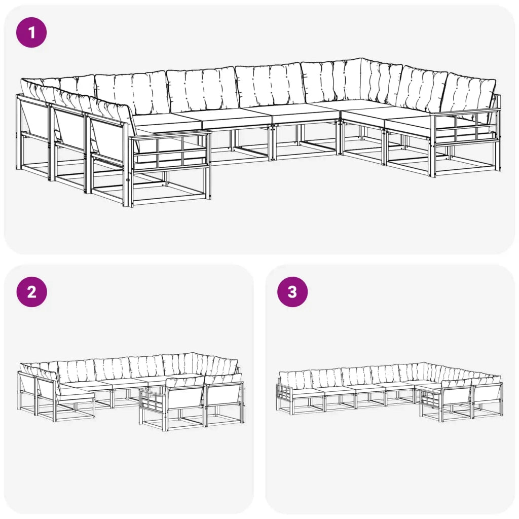 Set di divani da esterno 9 pz Bianco e Nero 3389074