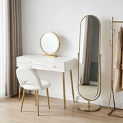 TAVOLO DA TOELETTA Set da 2 pezzi 100x40x122 cm Bianco/Oro con specchio LED