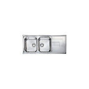 CM 010147.S1.01.2018 COMO Lavello da incasso 2 vasche con gocciolatoio a destra 116 x 50 cm colore Inox