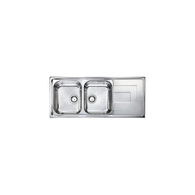 CM 010147.S1.01.2018 COMO Lavello da incasso 2 vasche con gocciolatoio a destra 116 x 50 cm colore Inox