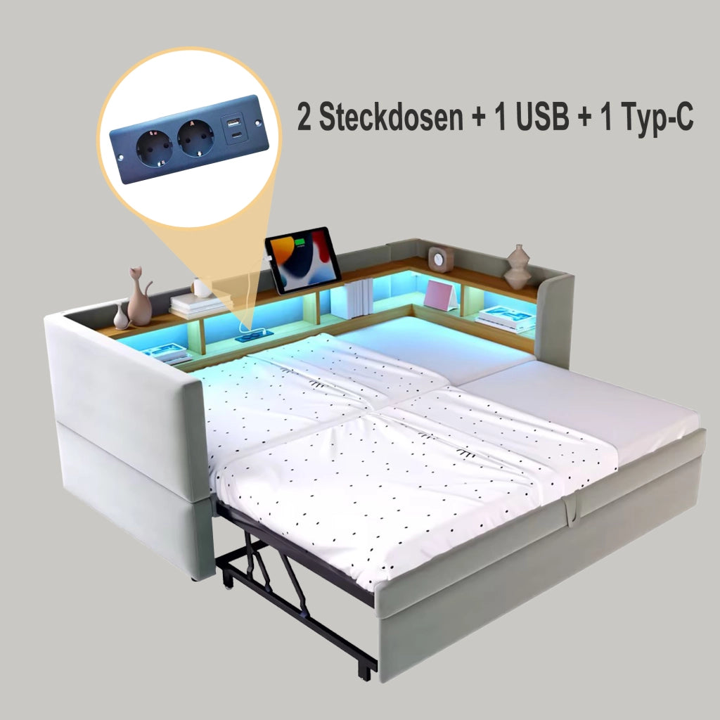 Letto divano estraibile flanella 90/180x190 cm