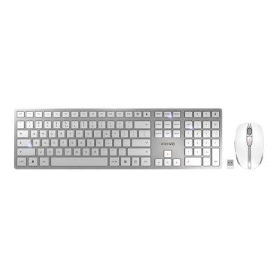 Cherry dw 9100 slim tastiera mouse incluso universale rf senza fili + bluetooth qwerty inglese us argento - 151534