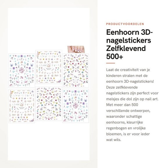 Stickers per unghie 3D - Autoadesivi - 500+ Disegni - Unaquila/Fiori - Arte per unghie per bambini - Dimensioni 10 x 8 cm - Adatti per regali - Stickers per unghie per l'arte.