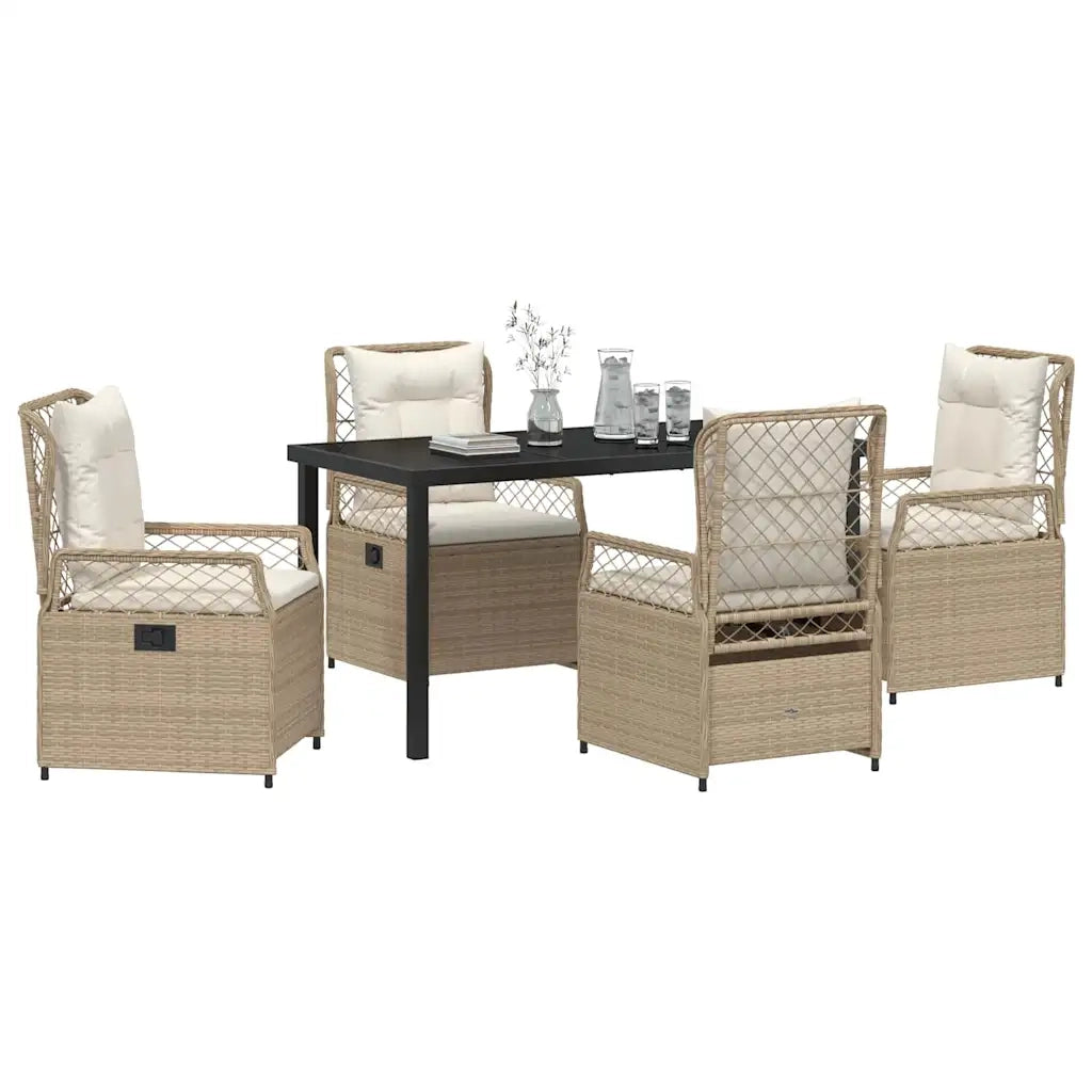 Set da Pranzo per Giardino 5 pcs Beige e Bianco Crema 3381011